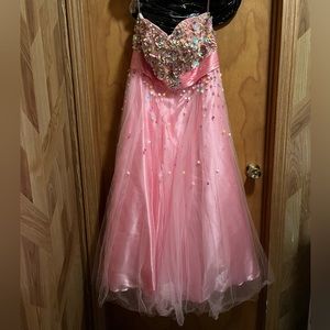 Pink flower sequin prom dress size 16W